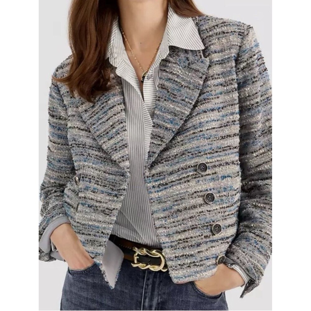 CABI Radiance Blazer Jacket Textured in Metallic Tweed